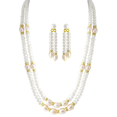 "2 Lines Striking Pearl Set - JDEC-0407CW - Click here to View more details about this Product